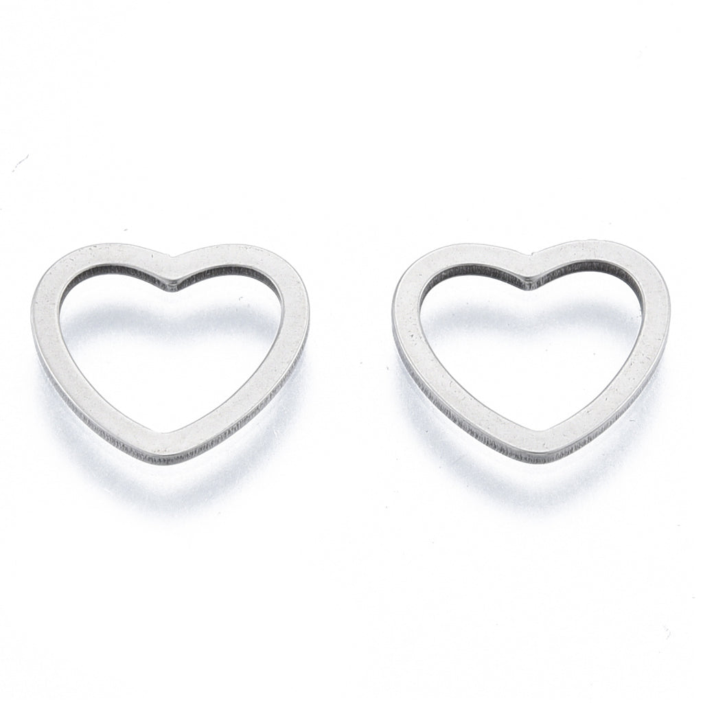 Non-Tarnish 201 Stainless Steel Linking Rings, Heart, Stainless Steel Color | Pack of 1