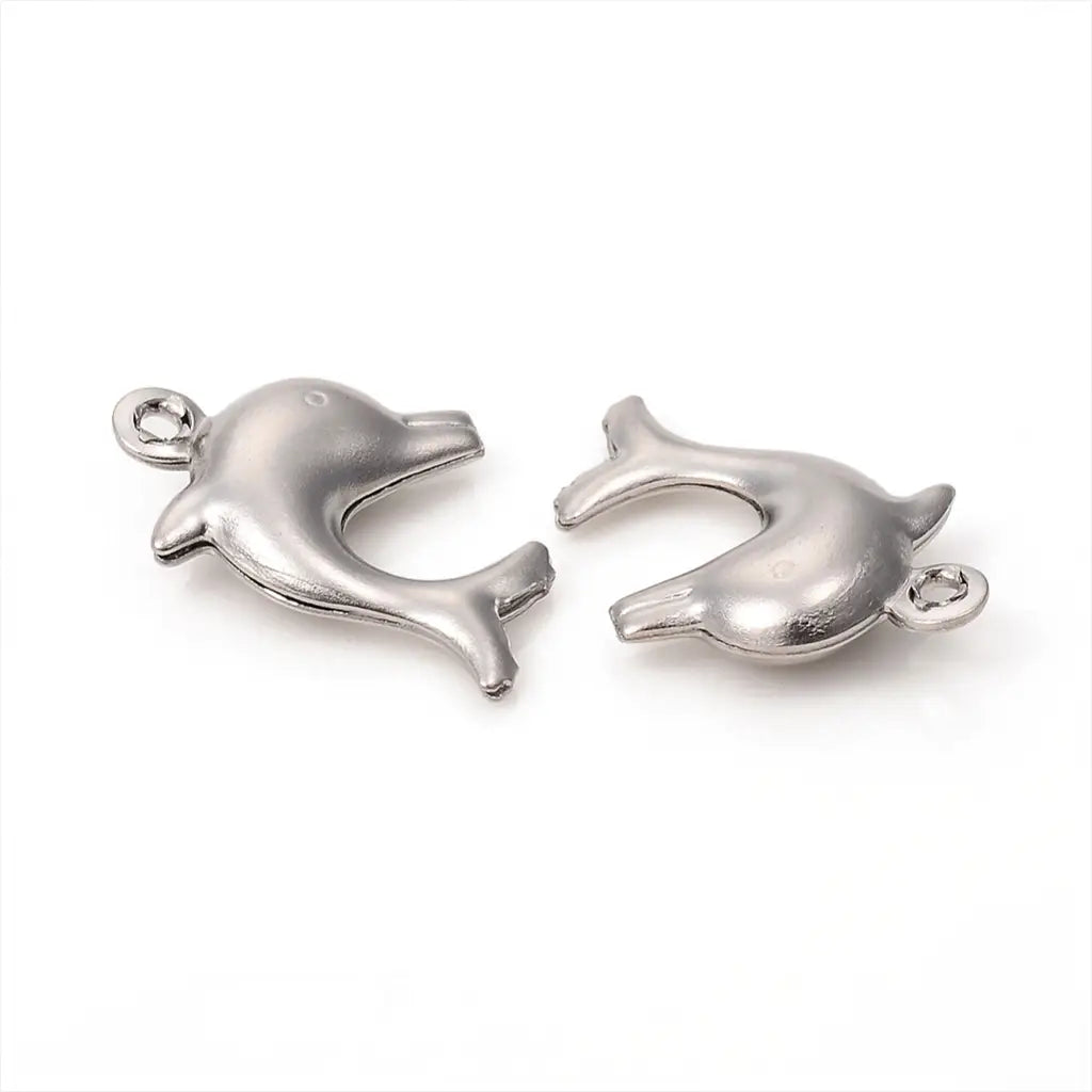 304 Stainless Steel Charms, Dolphin, Golden, 14.5x10.5x3.5mm, Hole: 1mm (Pack of 1)