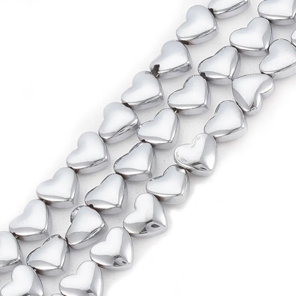 Electroplate Non-magnetic Synthetic Hematite Beads Strands, Heart, Golden Plated (Pack of 10)