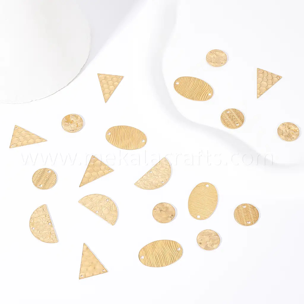 Textured Brass Flat connector links | unplated raw brass | brass pendant | jewellery making supplies