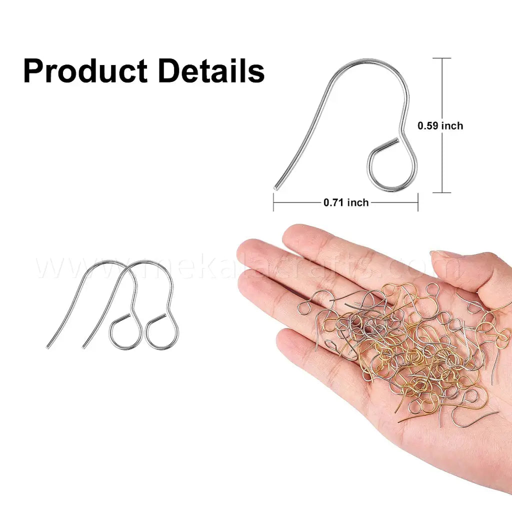 316 Stainless Steel Hypoallergenic French Earring Hooks | Big hole ear hooks | jewellery making supplies | Sold in pairs