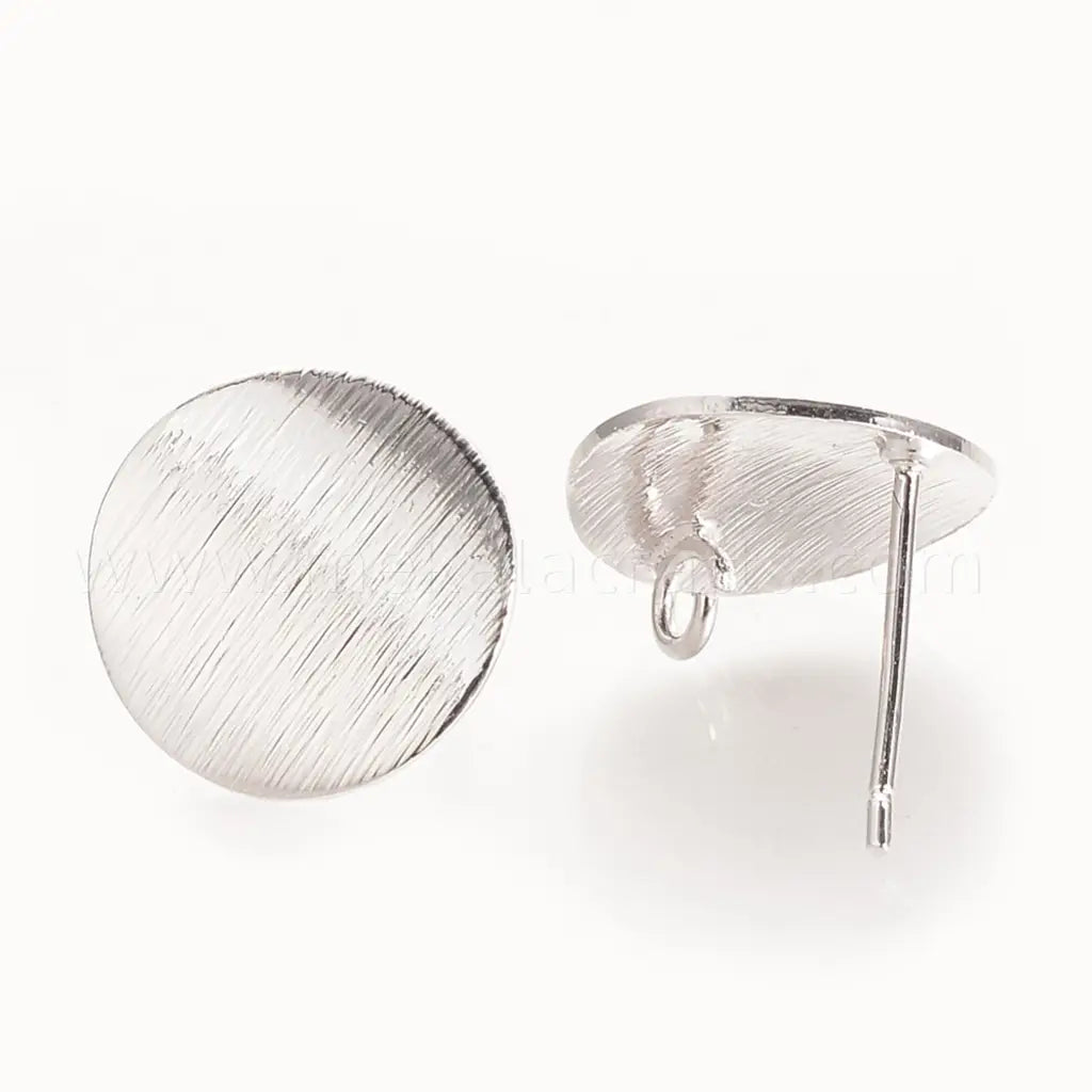 Brass Ear Stud Findings, for DIY Earring Making, with Loop, Flat Round, Nickel Free, Real 18K Gold Plated