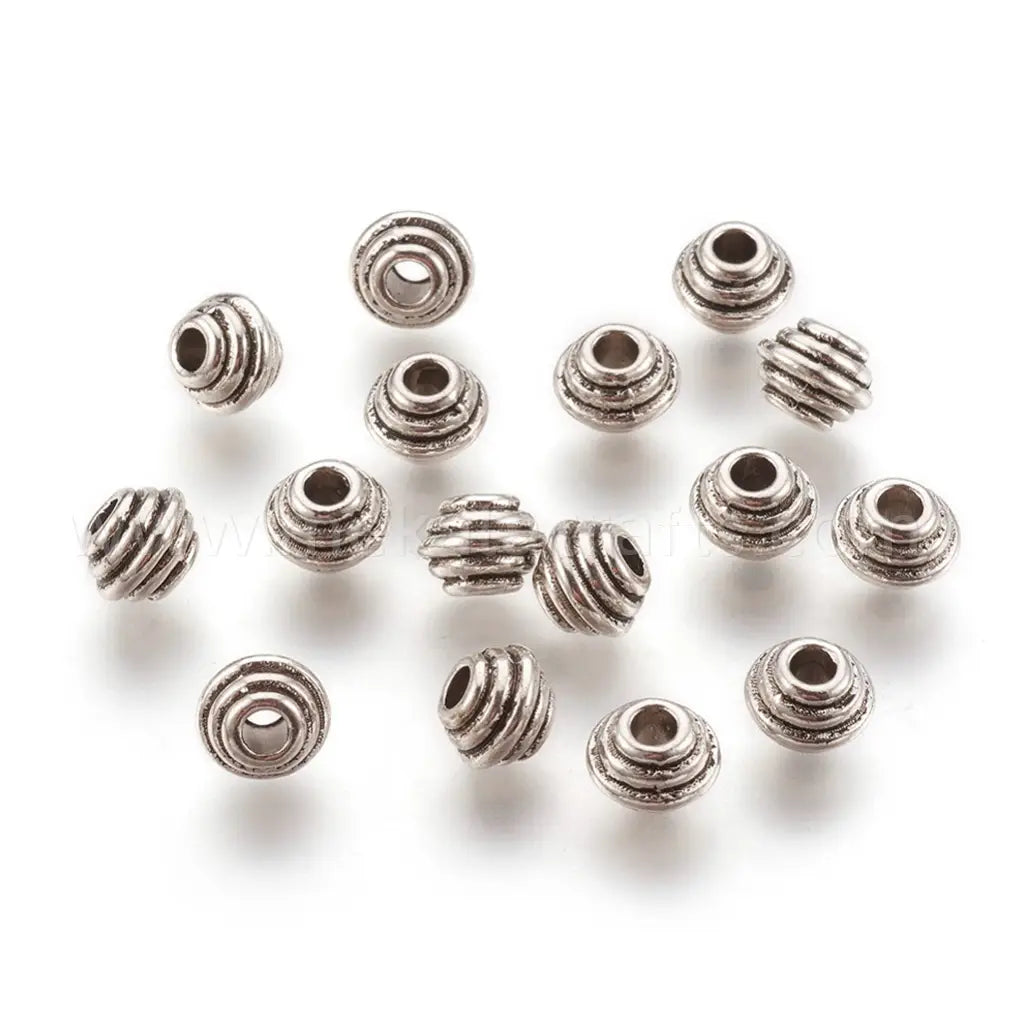 Tibetan Style Alloy Spacer Beads, Rondelle, Lead Free & Cadmium Free, Antique Silver