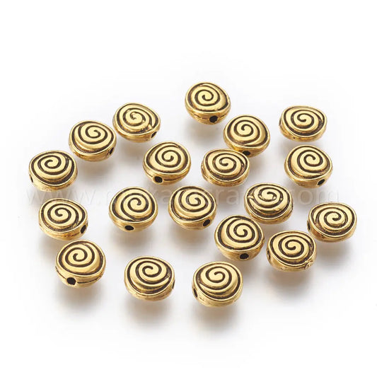 Tibetan Silver Alloy Beads, Lead Free & Nickel Free & Cadmium Free, Antique Golden Color, Round