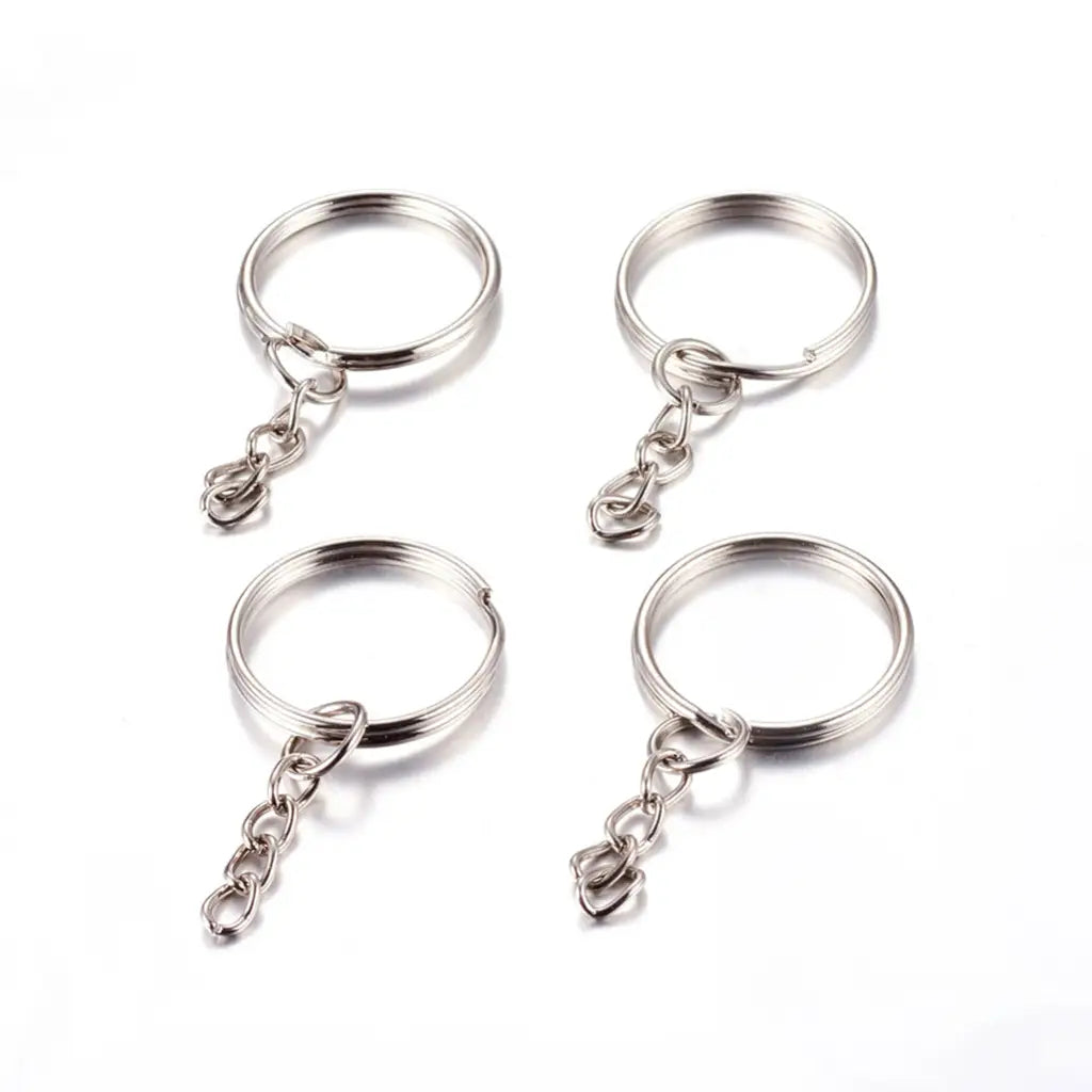 Iron Split Key Rings, with Curb Chains, Keychain Clasp Findings, Golden