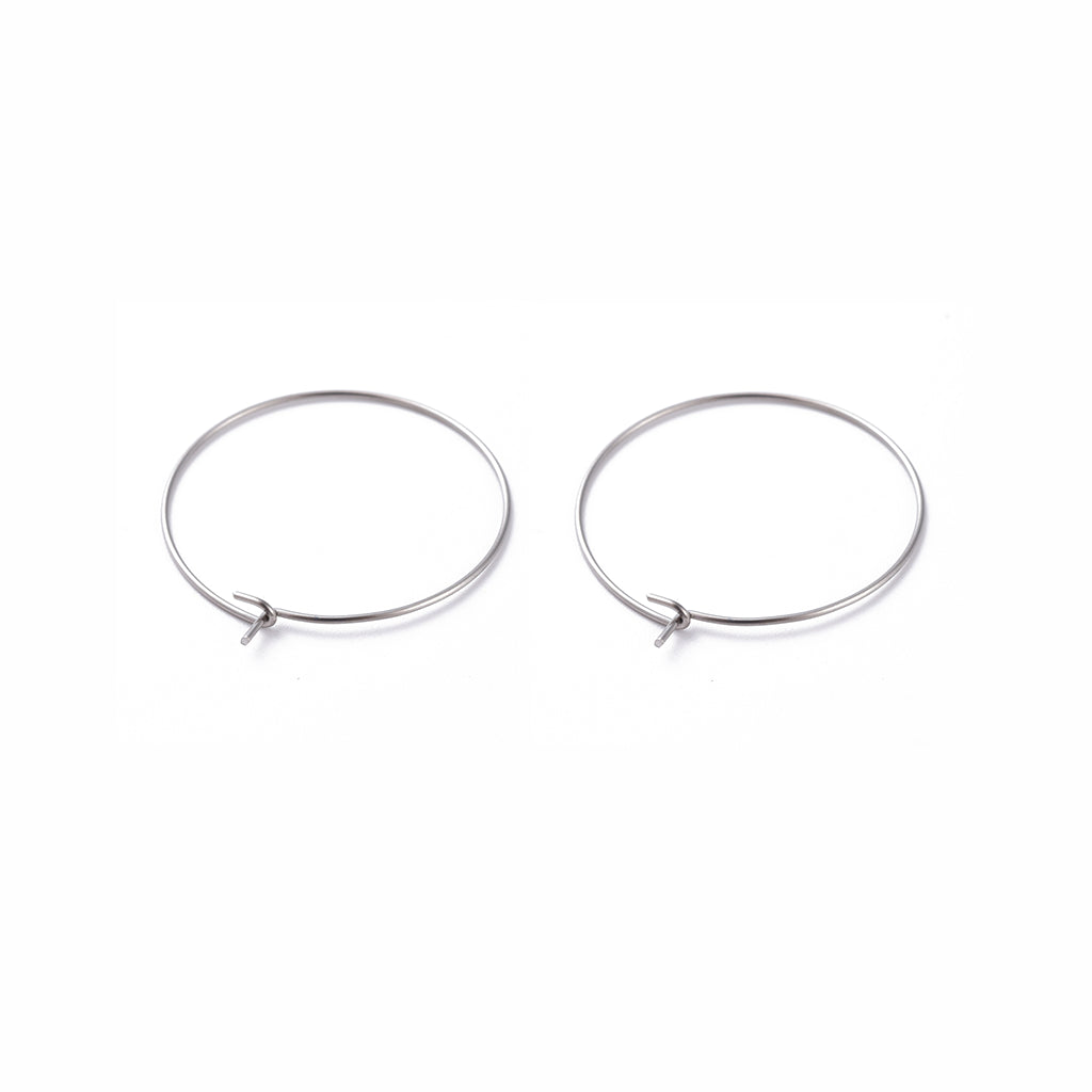 316 Surgical Stainless Steel Hoop Earring Findings, Wine Glass Charms Findings, Stainless Steel Color | Pack of 2