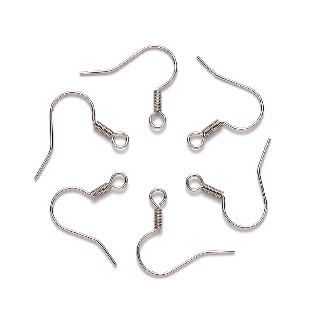 Tarnish Resistant 304 Stainless Steel Earring Hooks, Ear Wire, with Horizontal Loop, Stainless Steel Color | Sold in pairs
