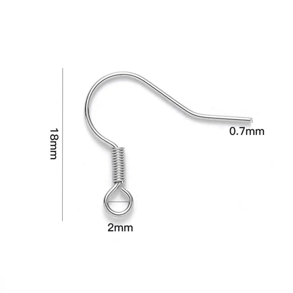 Tarnish Resistant 304 Stainless Steel Earring Hooks, Ear Wire, with Horizontal Loop, Stainless Steel Color | Sold in pairs