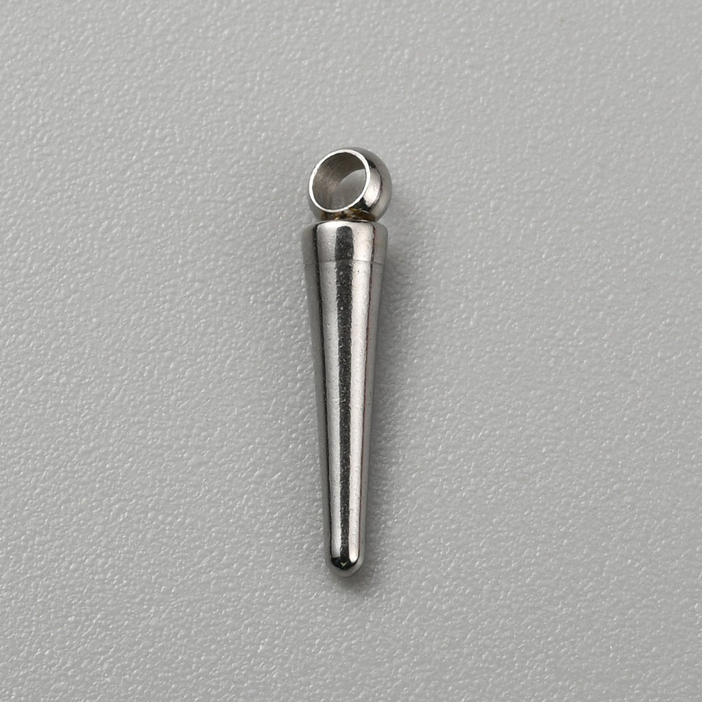 304 Stainless Steel Charms, Spike/Cone Charm, Stainless Steel Color | Pack of 1
