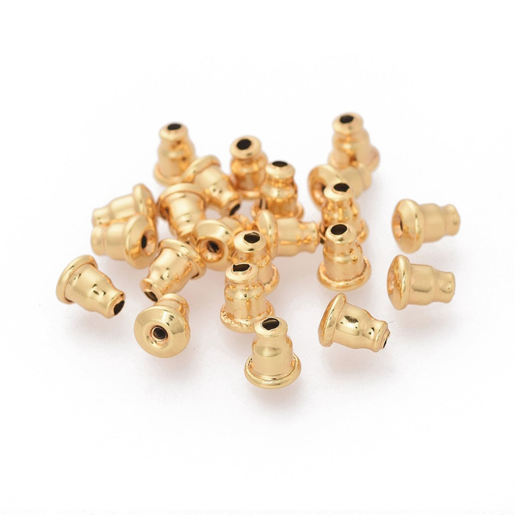 304 Stainless Steel Ear Nuts, Earring Backs, Golden, 6x5mm, Hole: 1.2mm,| Pack of 10