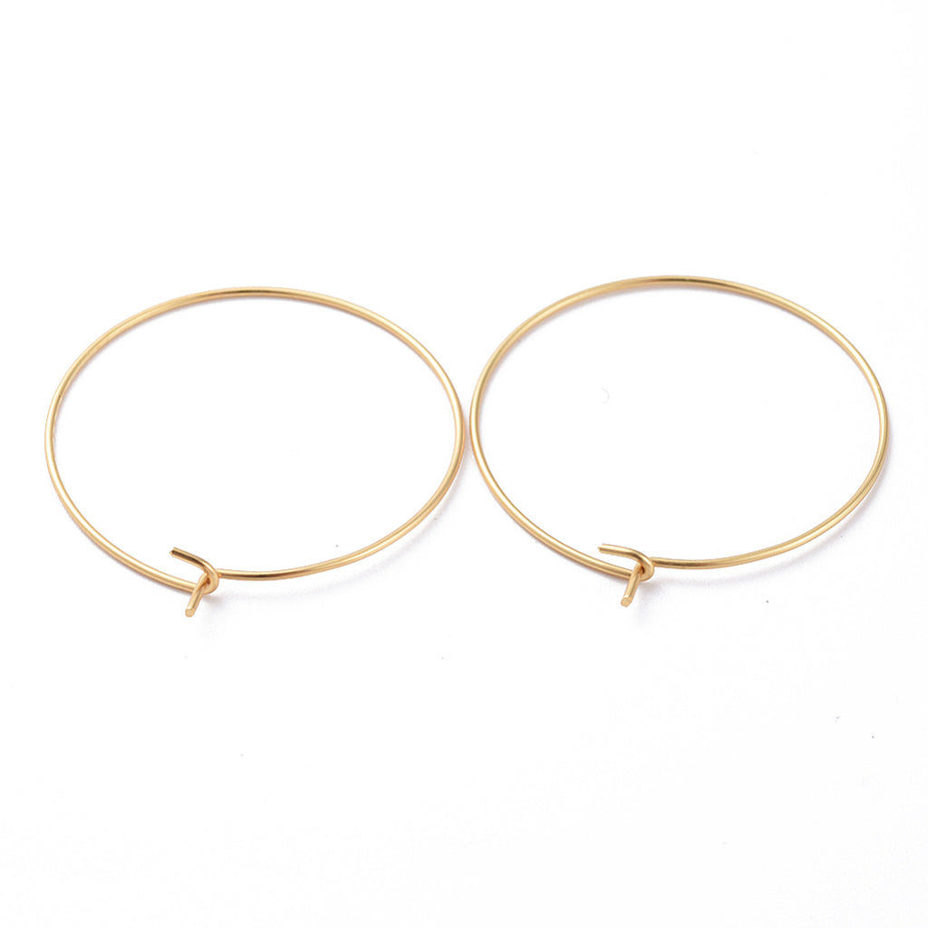 316 Surgical Stainless Steel Hoop Earring Findings, Wine Glass Charms Findings, Stainless Steel Color | Pack of 2