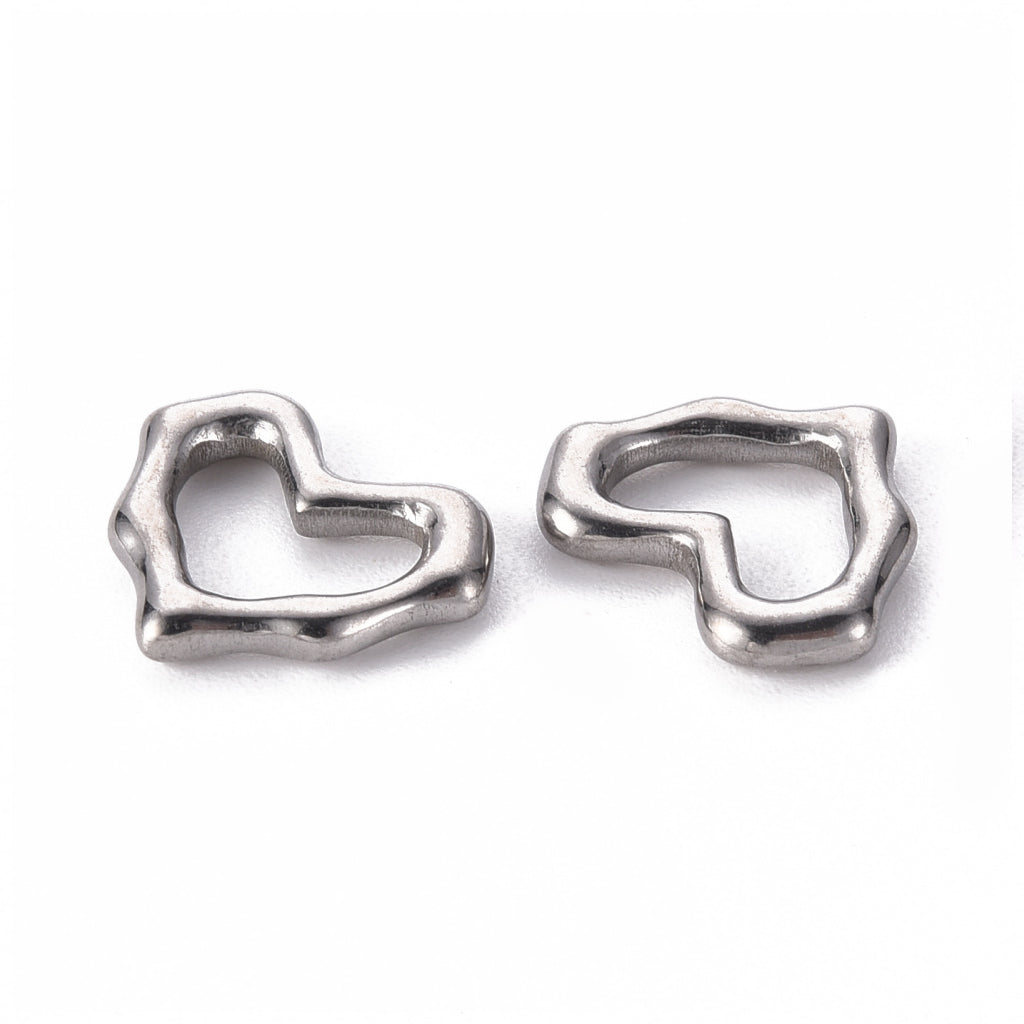 Non-Tarnish 304 Stainless Steel Linking Rings, Heart | Pack of 1