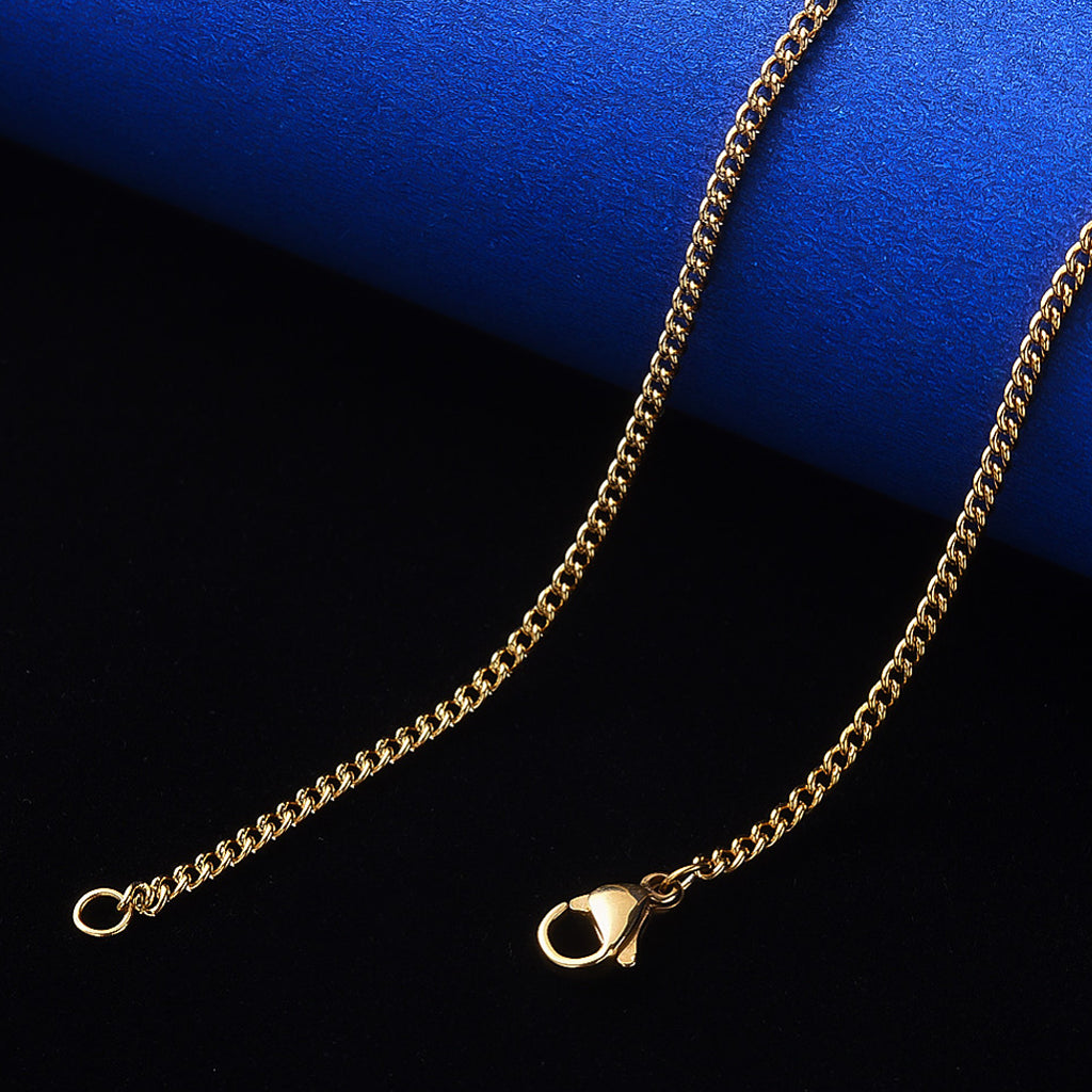 PVD Vacuum Plating 304 Stainless Steel Curb Chain Necklace, with Lobster Claw Clasp, Real 18K Gold Plated, Link: 2x1.5x0.4mm, 19.68 inch(50cm) | Pack of 1