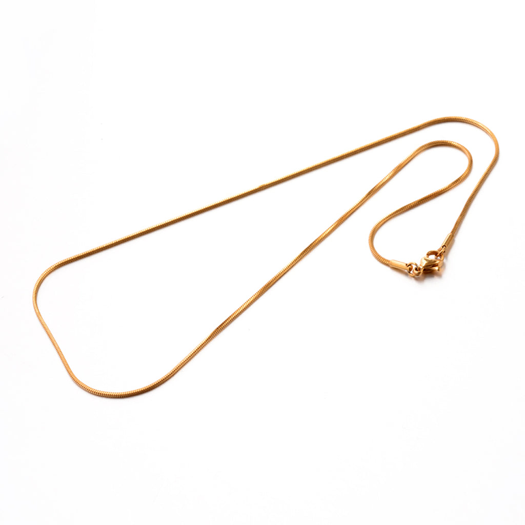 PVD Vacuum Plating 304 Stainless Steel Snake Chain Necklaces, Long-Lasting Plated, Golden, 17.7 inch(45cm), 0.9mm | Pack of 1