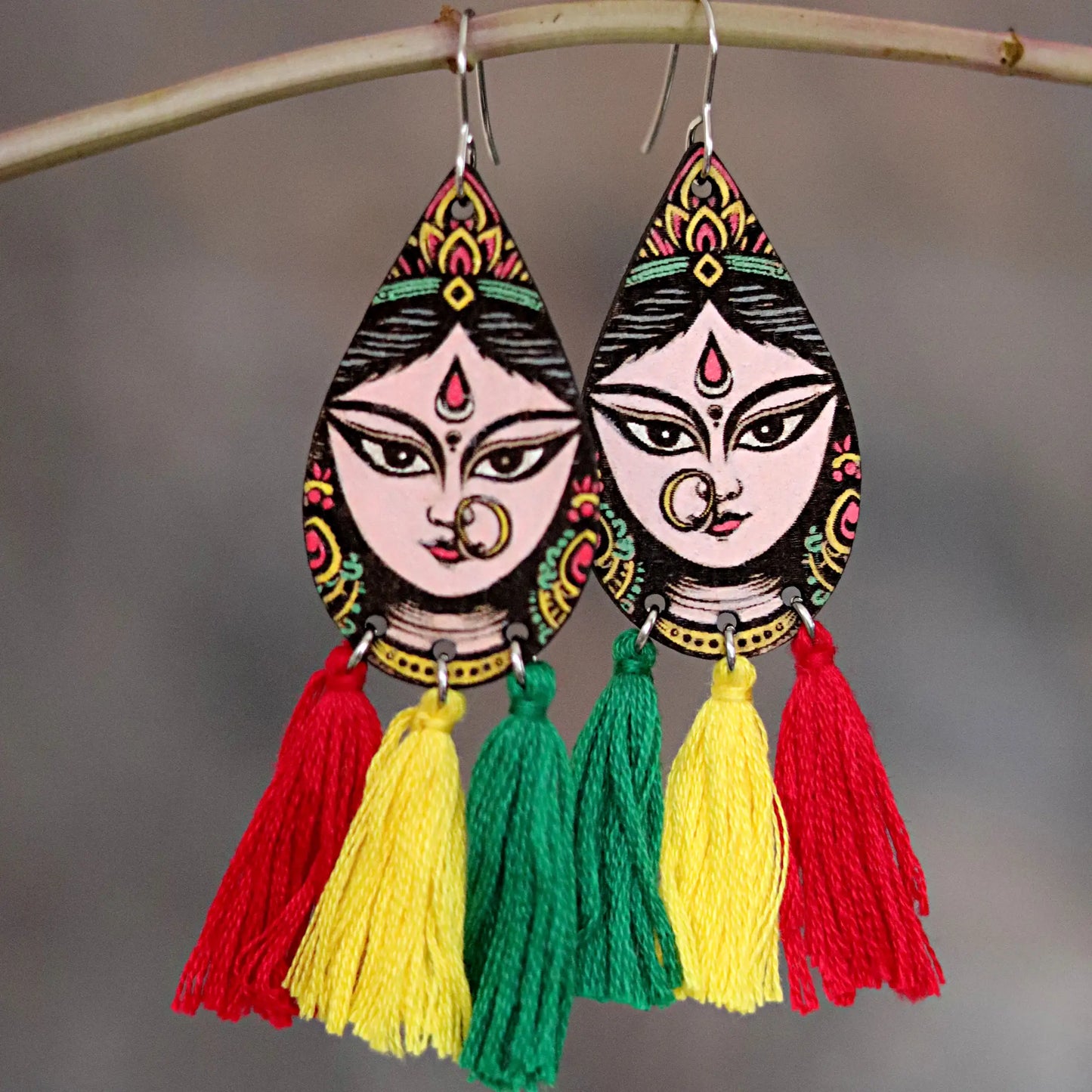 Goddess Durga Handpainted Wooden Jewellery Set for women | navratri collection