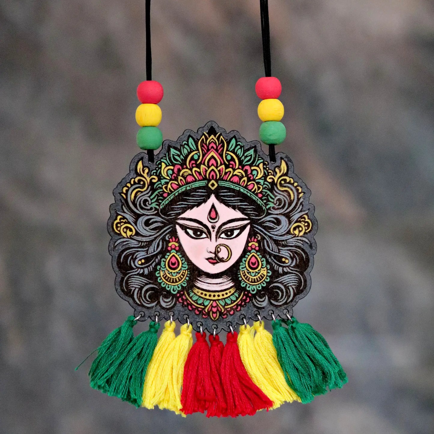 Goddess Durga Handpainted Wooden Jewellery Set for women | navratri collection