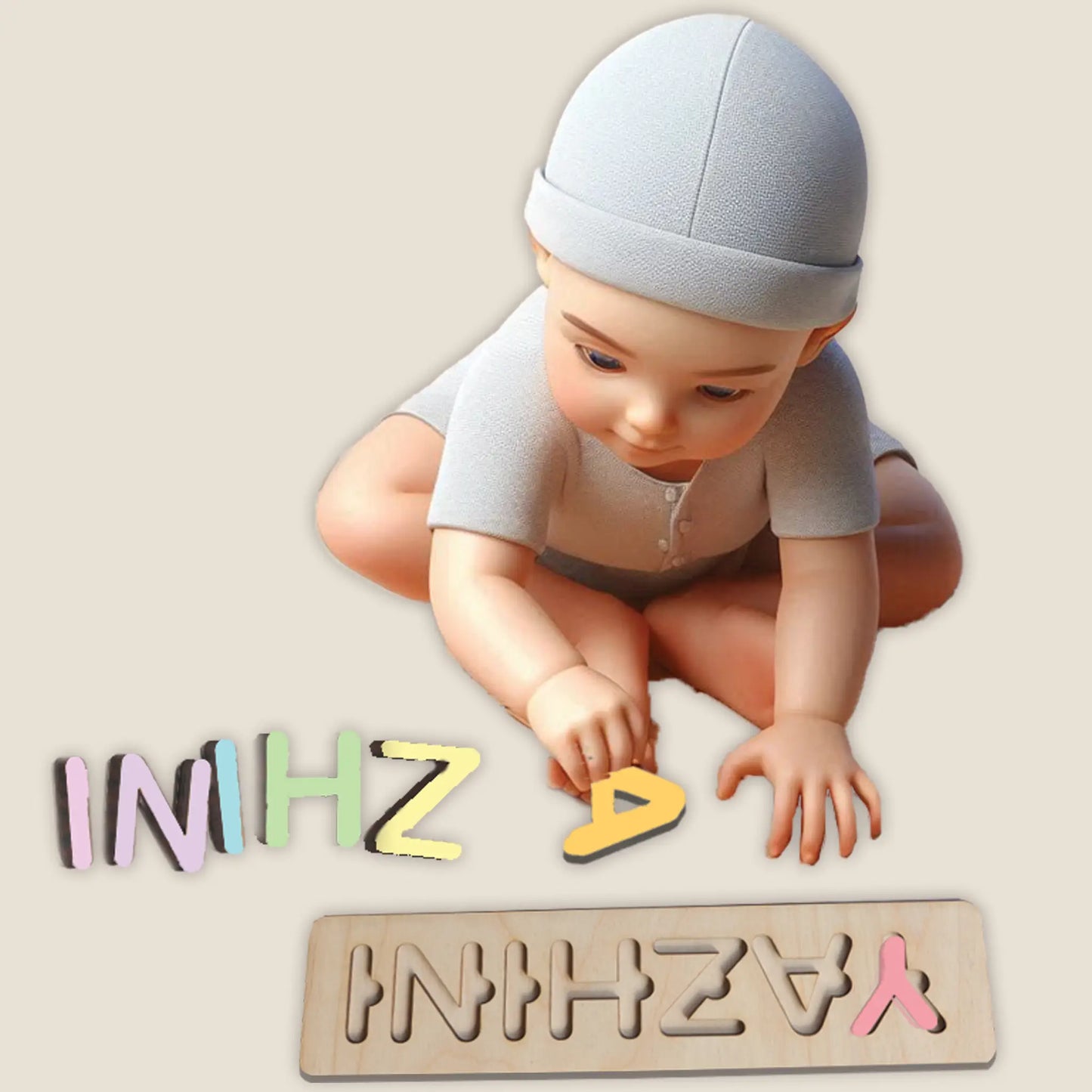 Baby Name Puzzle,Montessori Wooden Puzzle, First Birthday Gift, Personalized Wooden Name Puzzle with Pegs, Baby Shower Gift