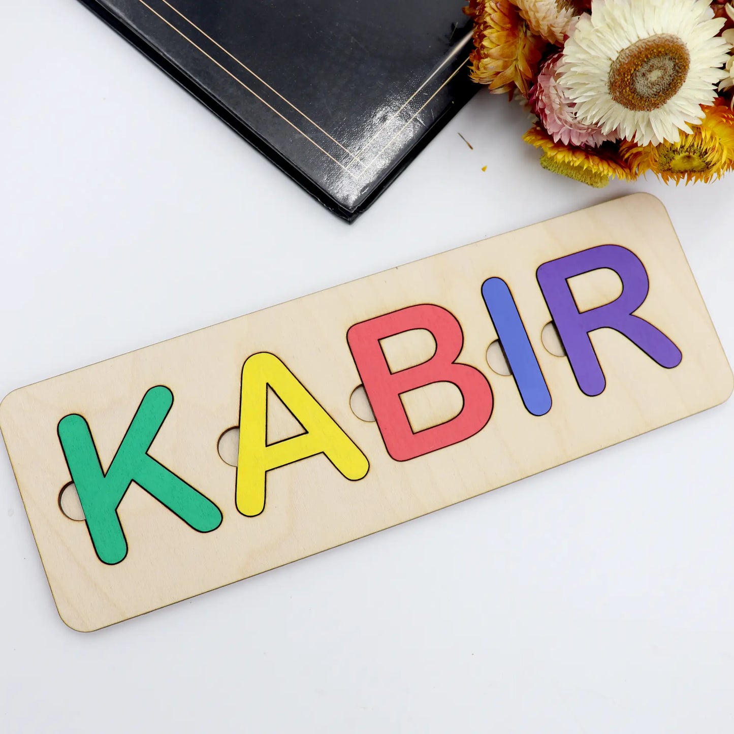 Baby Name Puzzle,Montessori Wooden Puzzle, First Birthday Gift, Personalized Wooden Name Puzzle with Pegs, Baby Shower Gift