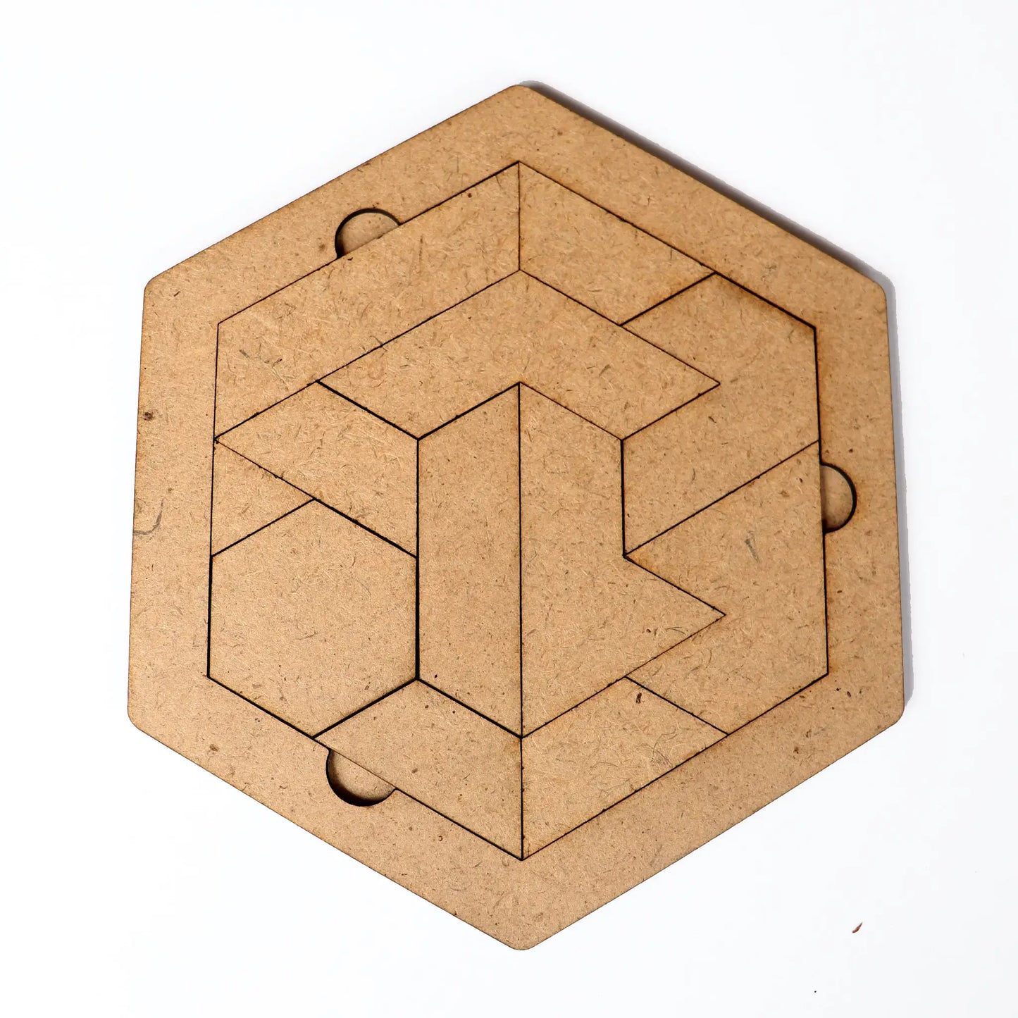 Wooden hexagon tangram puzzle