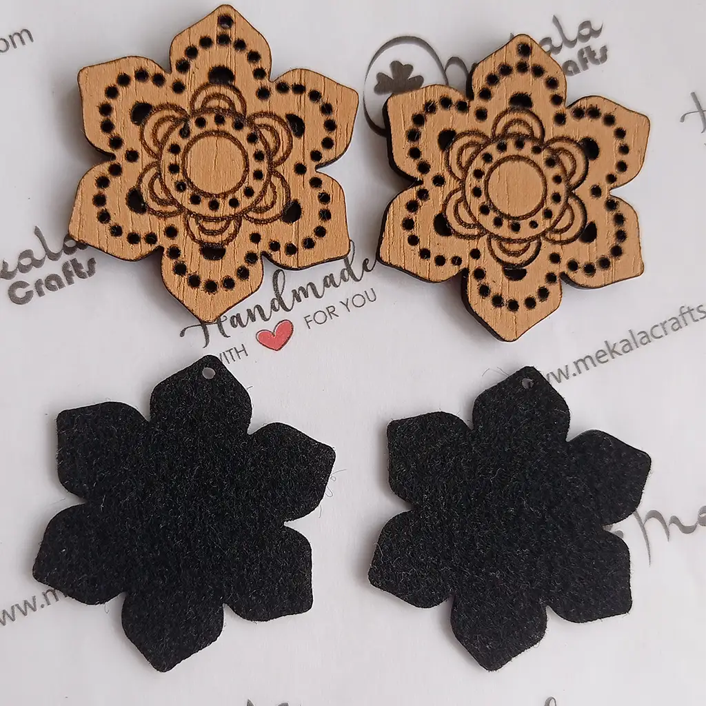 Mandala Design Wood Embroidery Earring Base