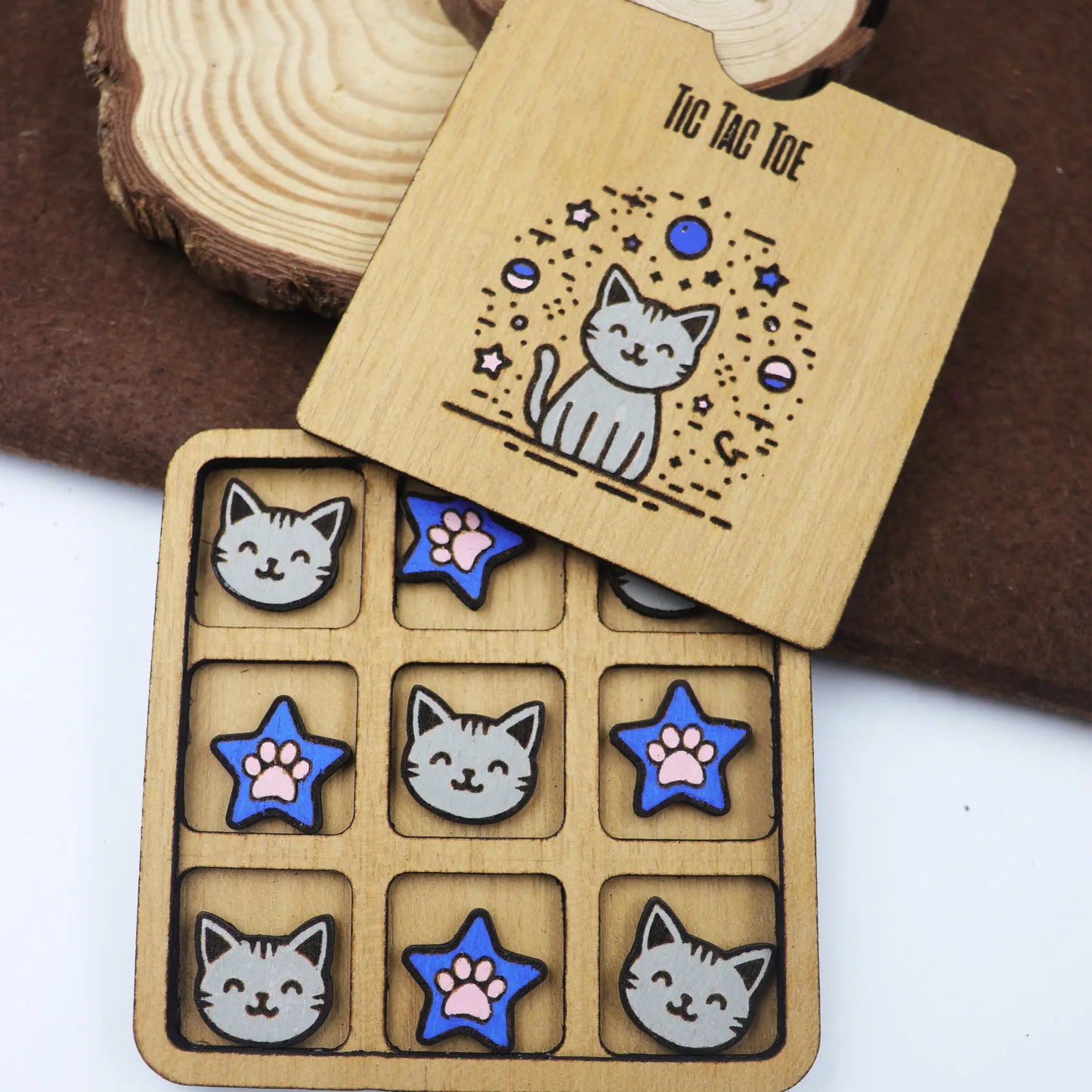 Tic Tac Toe game board wooden game board personalized gift for kids ,family and friends