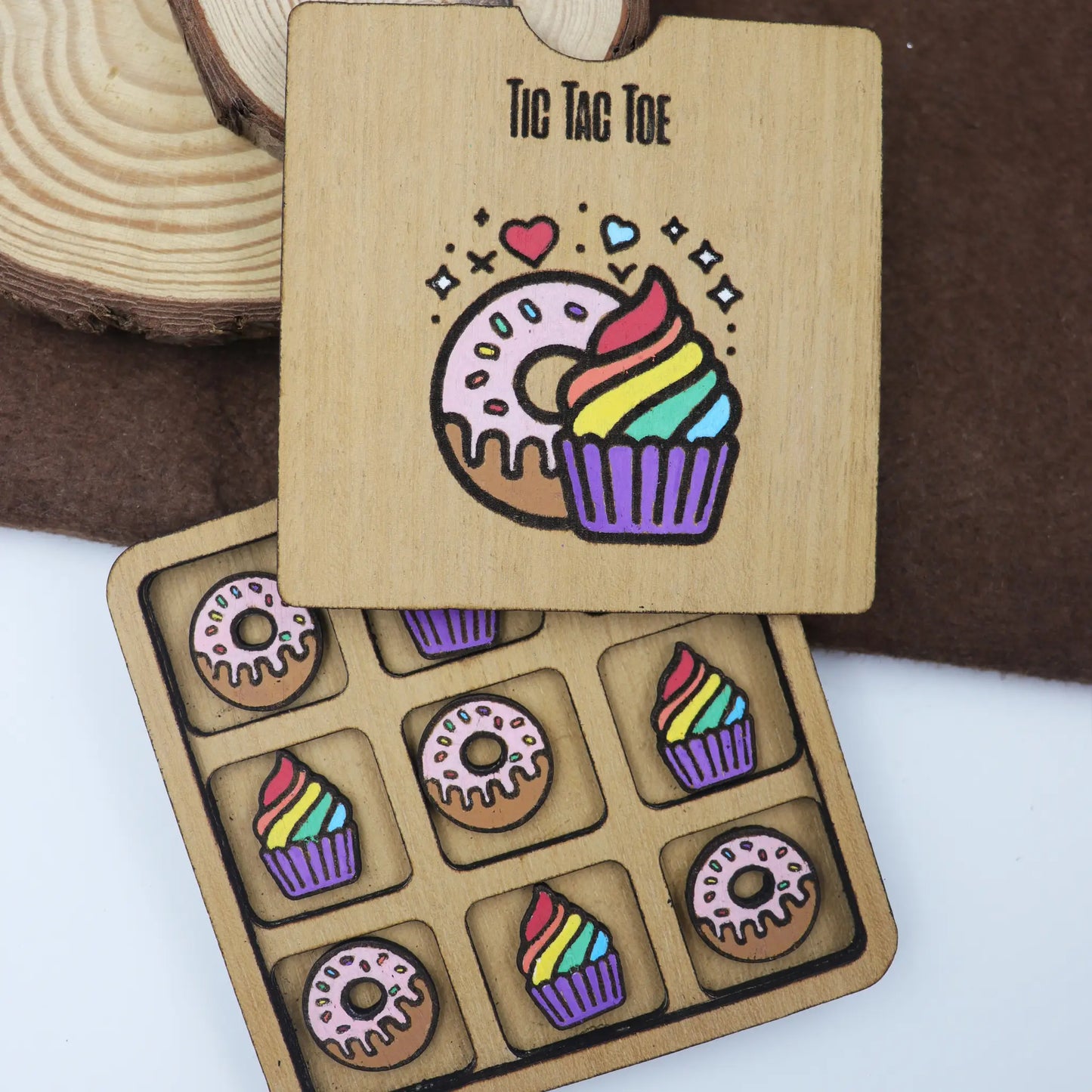 Tic Tac Toe game board wooden game board personalized gift for kids ,family and friends