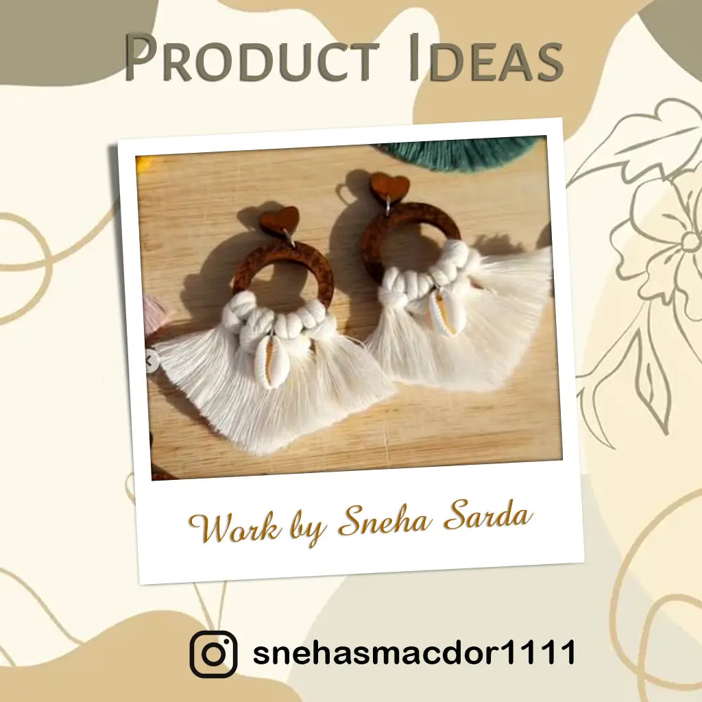 Floral Macrame Wooden Earring Base (Set of 2) | macrame cutouts | diy project ideas