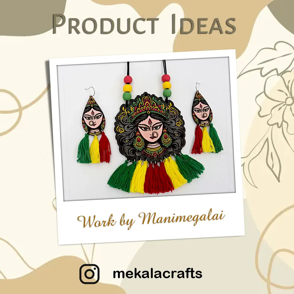Goddess Durga MDF cutout | pre marked wooden shapes for diy crafts | Navrathiri MDF cutout (Pack of 1 set)