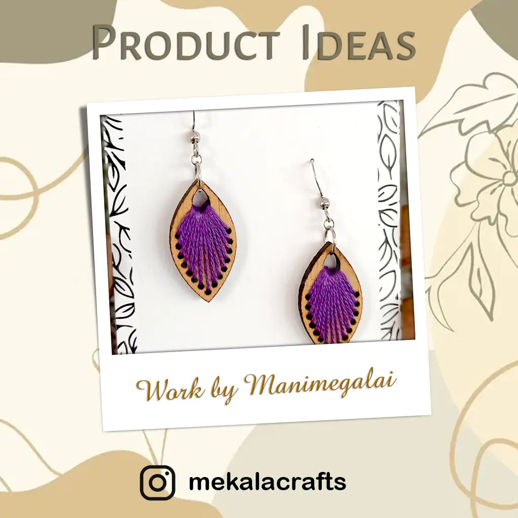 embroidery earring laser cut file | Peruvian earrings | easy to stitch earrings | pdf dxf and svg file formats