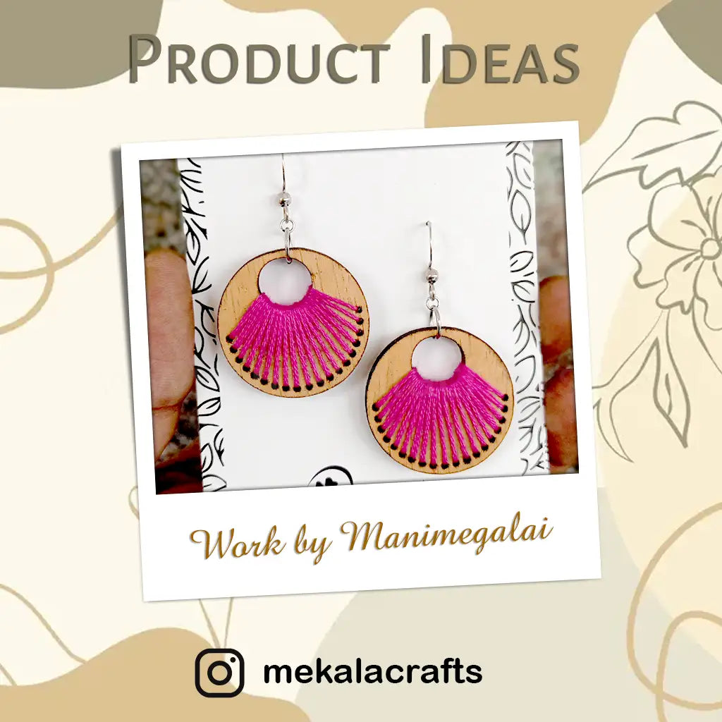 wooden embroidery earrings