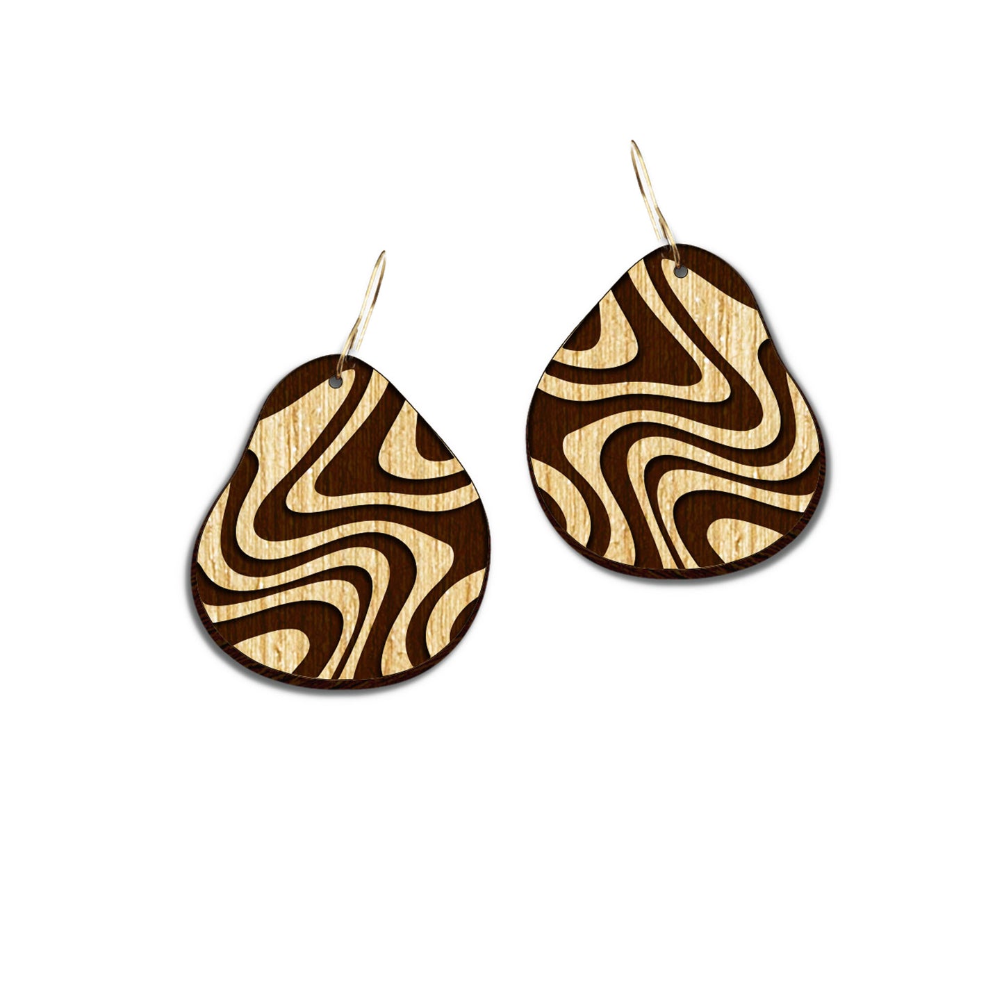 marble waves laser cut earring file, wave pattern earrings, wood earrings, laser earring files, glowforge svg