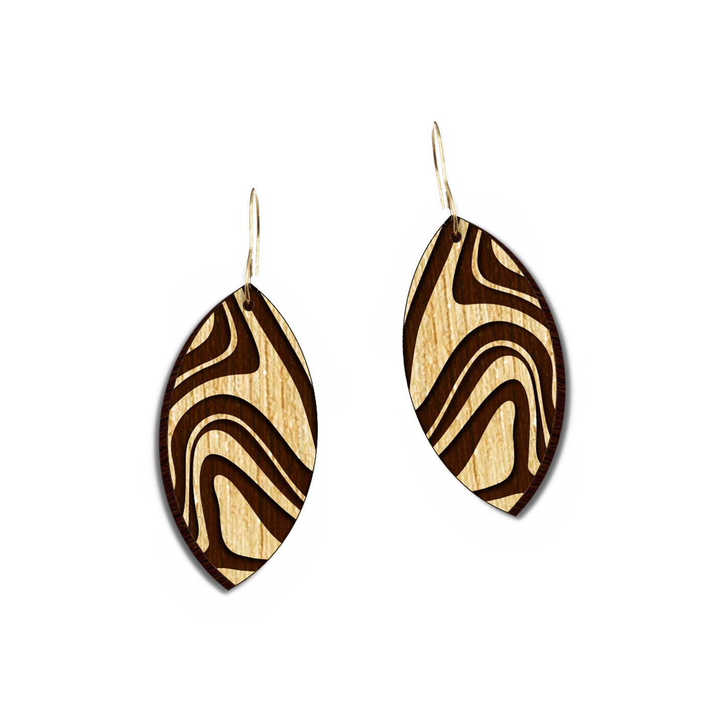 marble waves laser cut earring file, wave pattern earrings, wood earrings, laser earring files, glowforge svg
