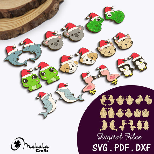 christmas earring laser cut files | lightburn compatible | svg dxf and pdf formats