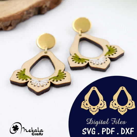 embroidery earring svg file wood laser cut embroidery earrings file wood acrylic and leather laser cutting available in svg pdf dxf format