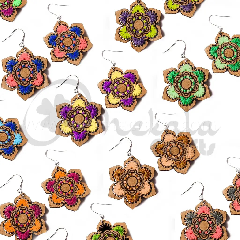 Mandala Embroidery Earrings laser cut file in svg , pdf and dxf file format
