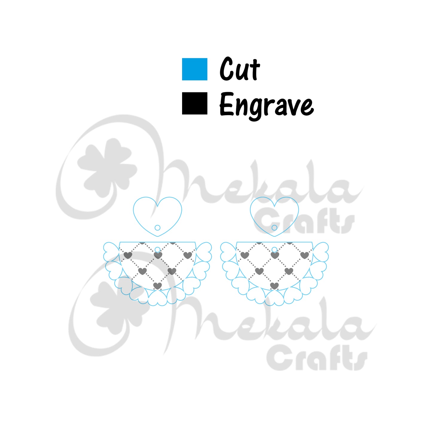 Valentine's Day Earrings SVG | Laser Cut Wood Design | Red Heart Jewelry Files