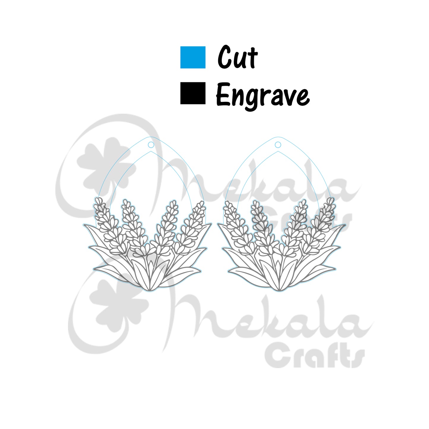 Lavender Earrings Laser Cut File: SVG, PDF, DXF (Digital Download)
