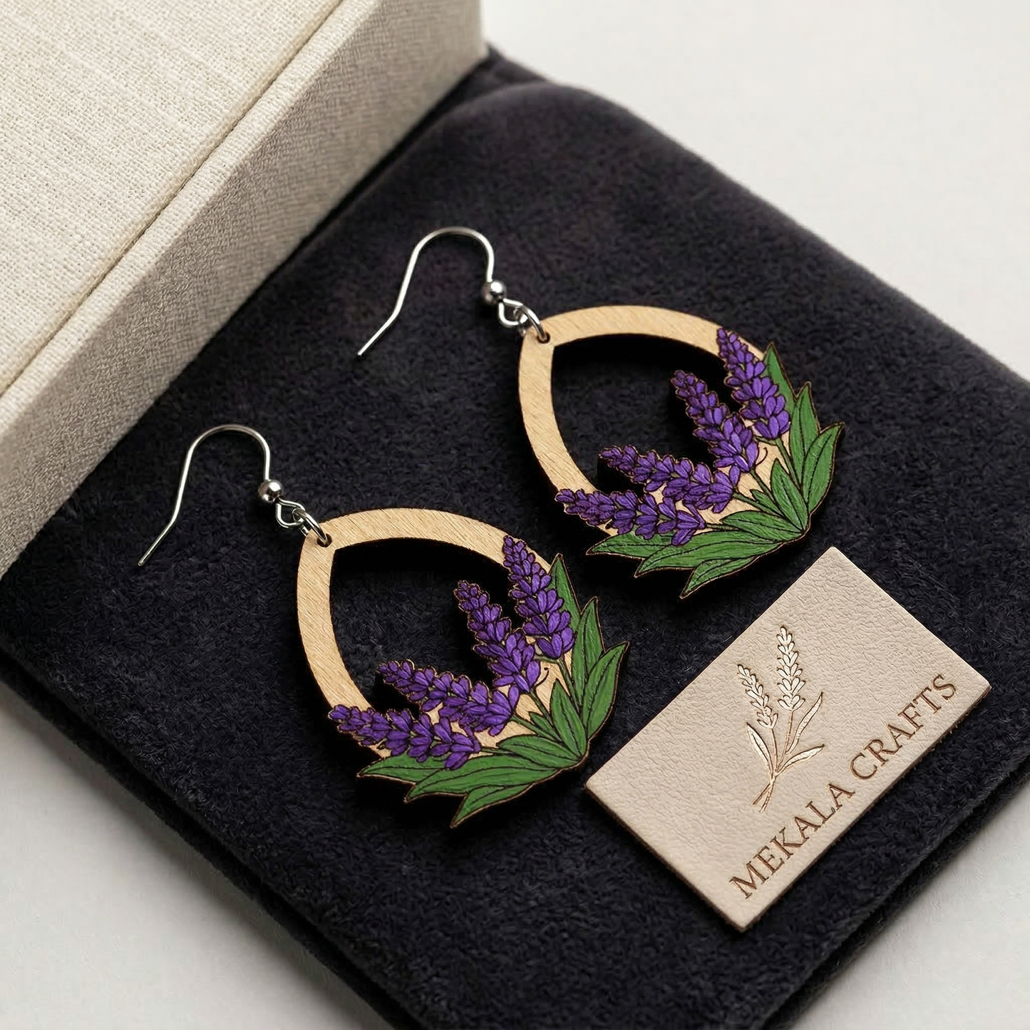 Lavender Earrings Laser Cut File: SVG, PDF, DXF (Digital Download)