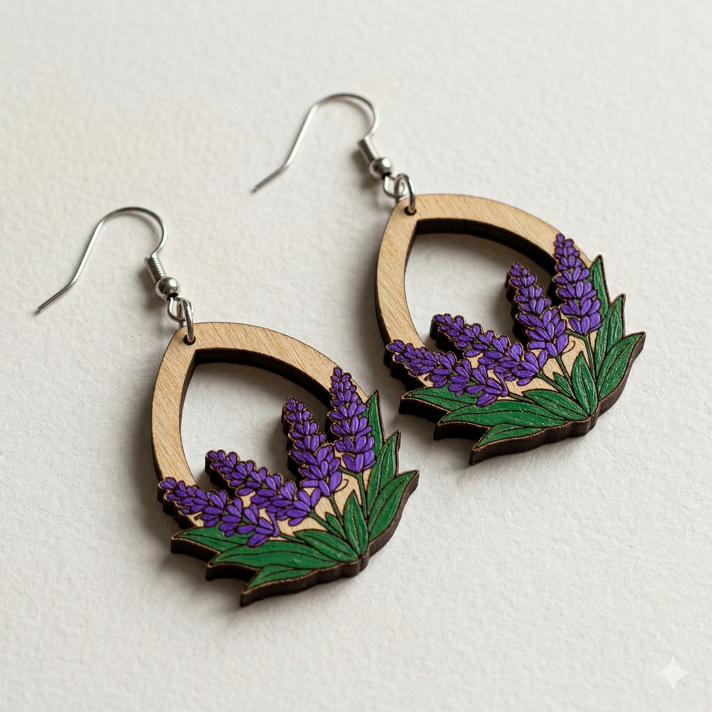 Lavender Earrings Laser Cut File: SVG, PDF, DXF (Digital Download)