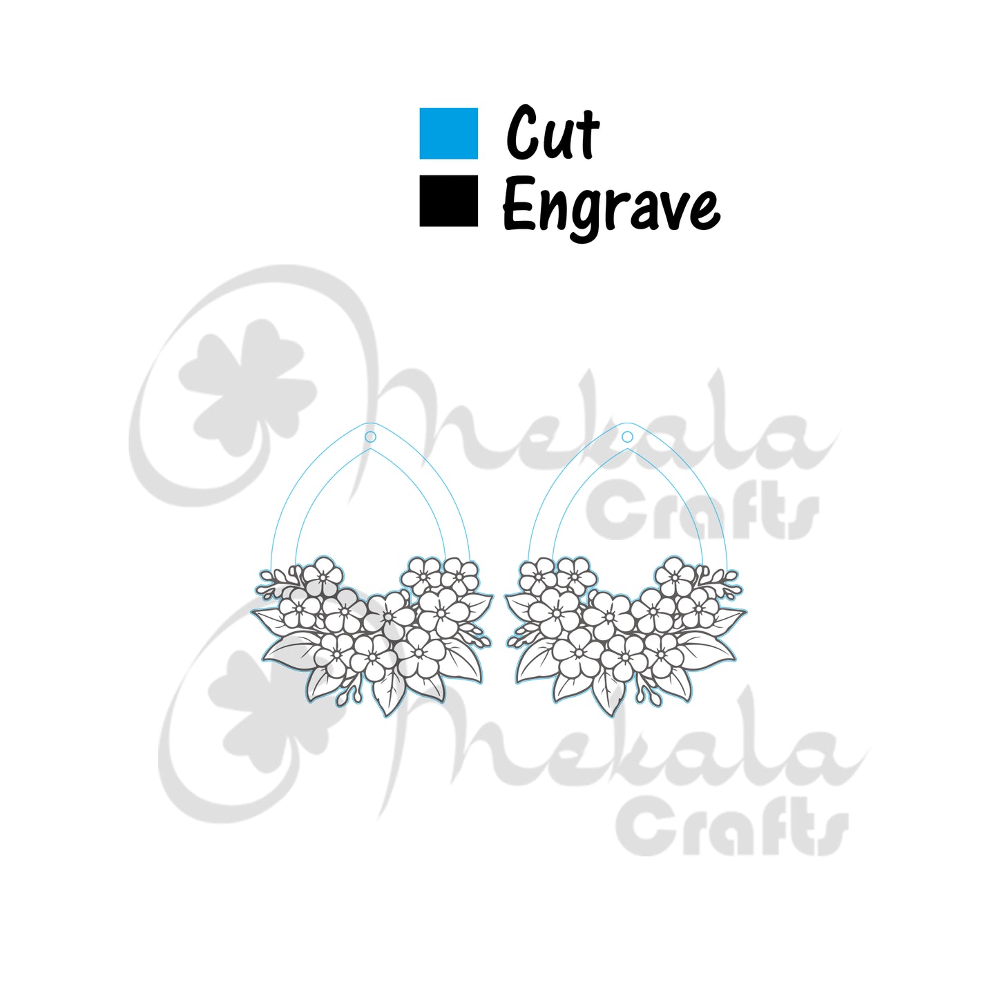 forget-me-not flower wooden earrings laser cut file (SVG,DXF and PDF)