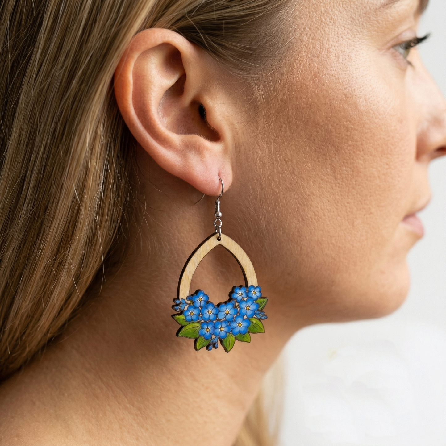 forget-me-not flower wooden earrings laser cut file (SVG,DXF and PDF)