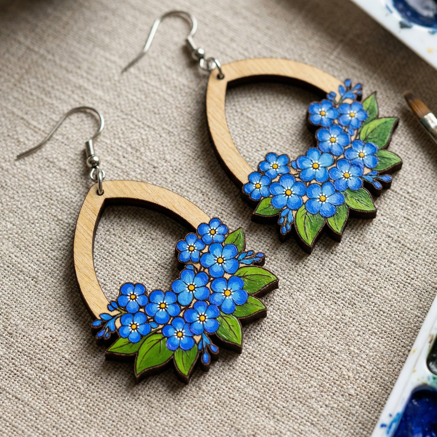 forget-me-not flower wooden earrings laser cut file (SVG,DXF and PDF)