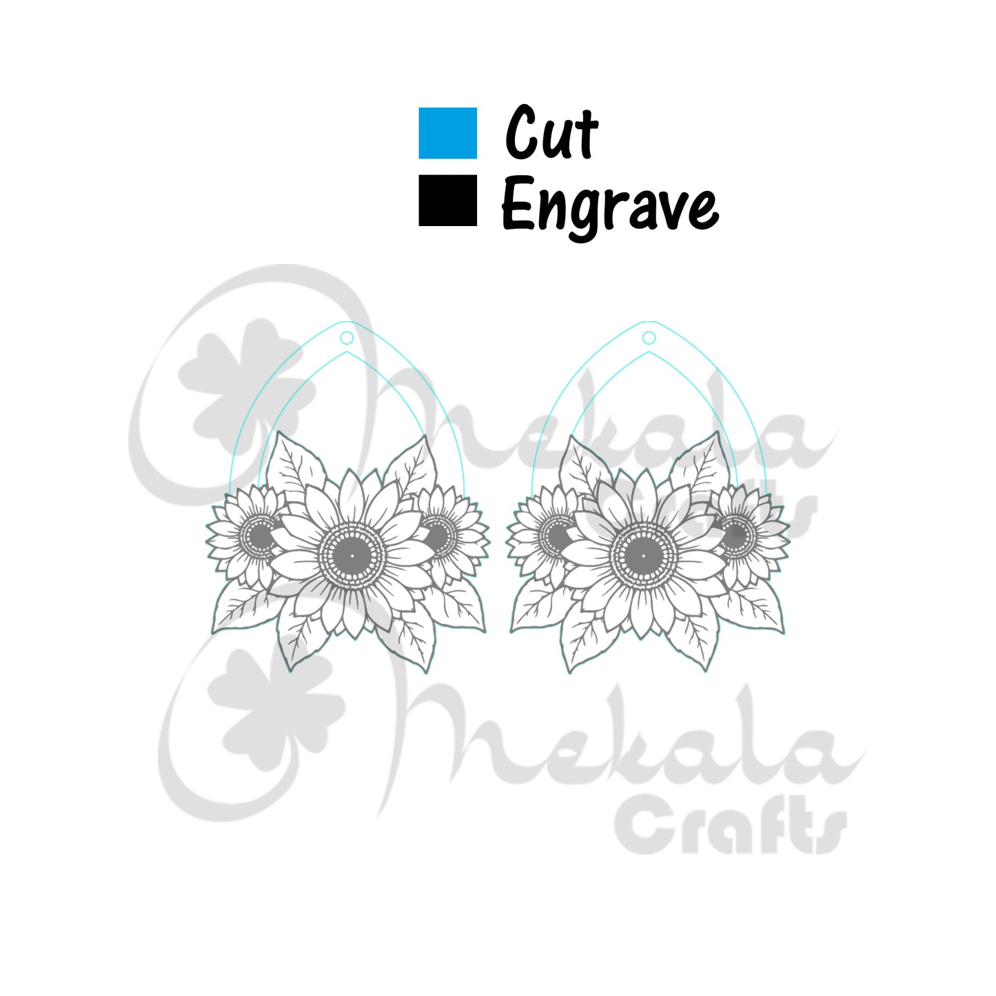 wooden flower earrings | sunflower laser cut file | svg pdf dxf