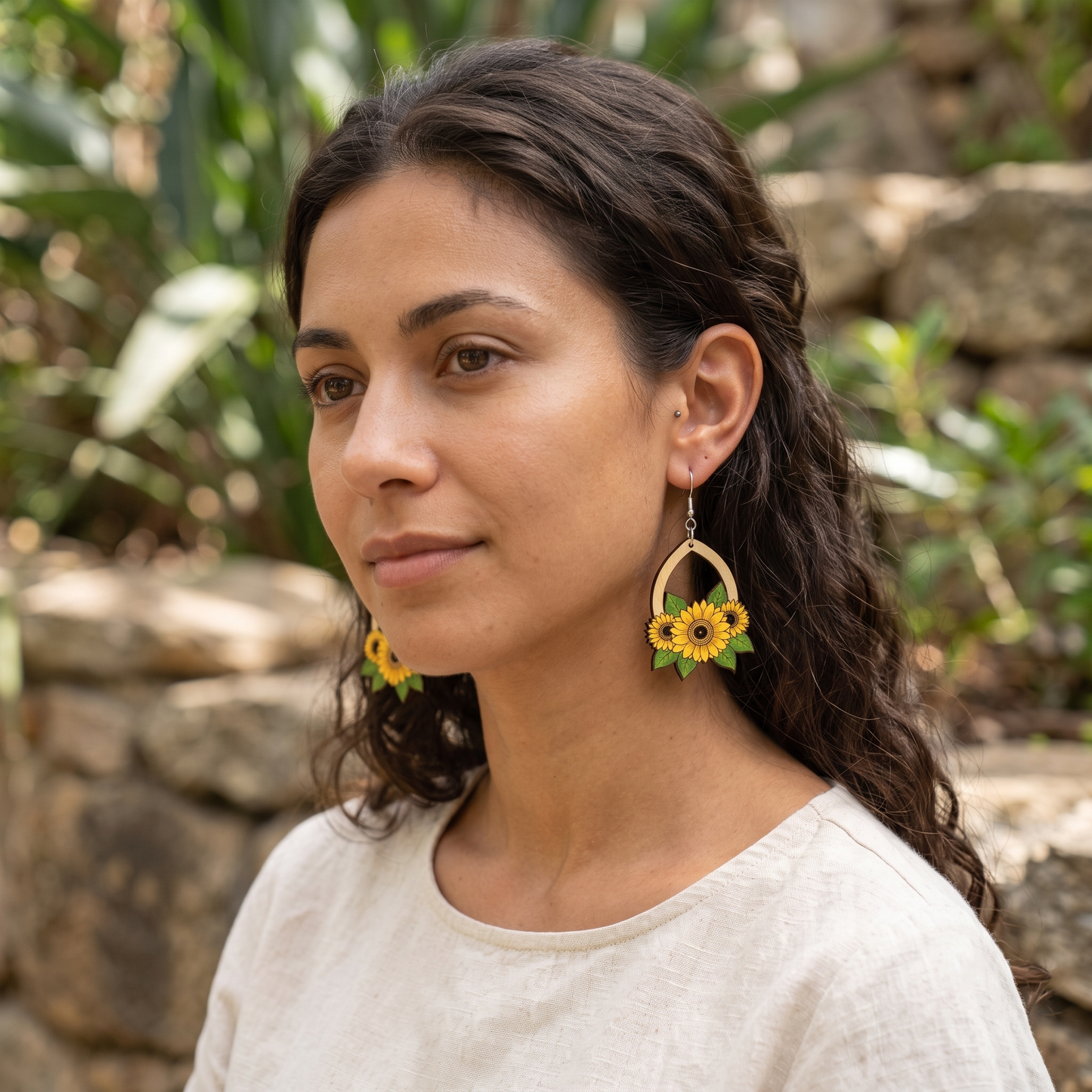 wooden flower earrings | sunflower laser cut file | svg pdf dxf