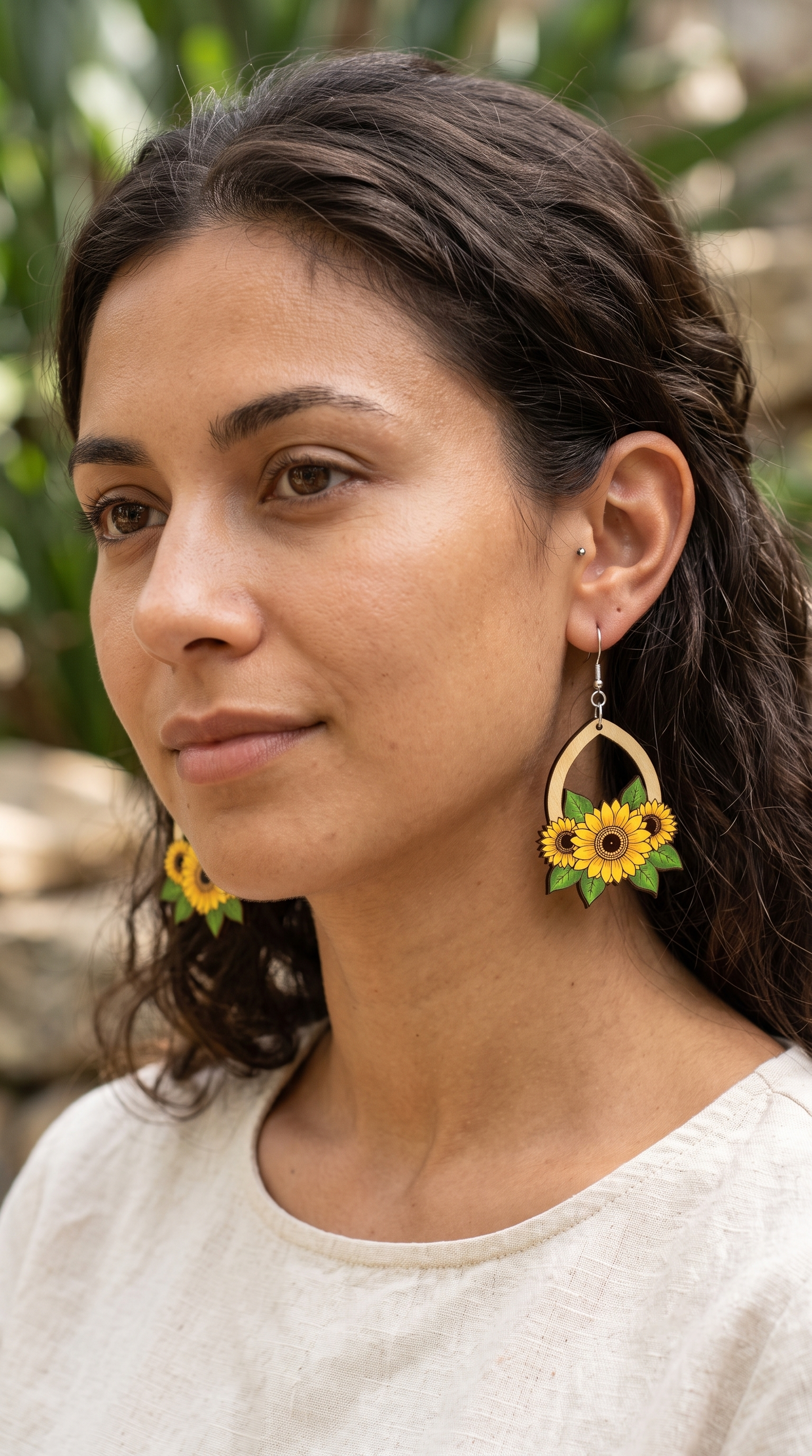 wooden flower earrings | sunflower laser cut file | svg pdf dxf