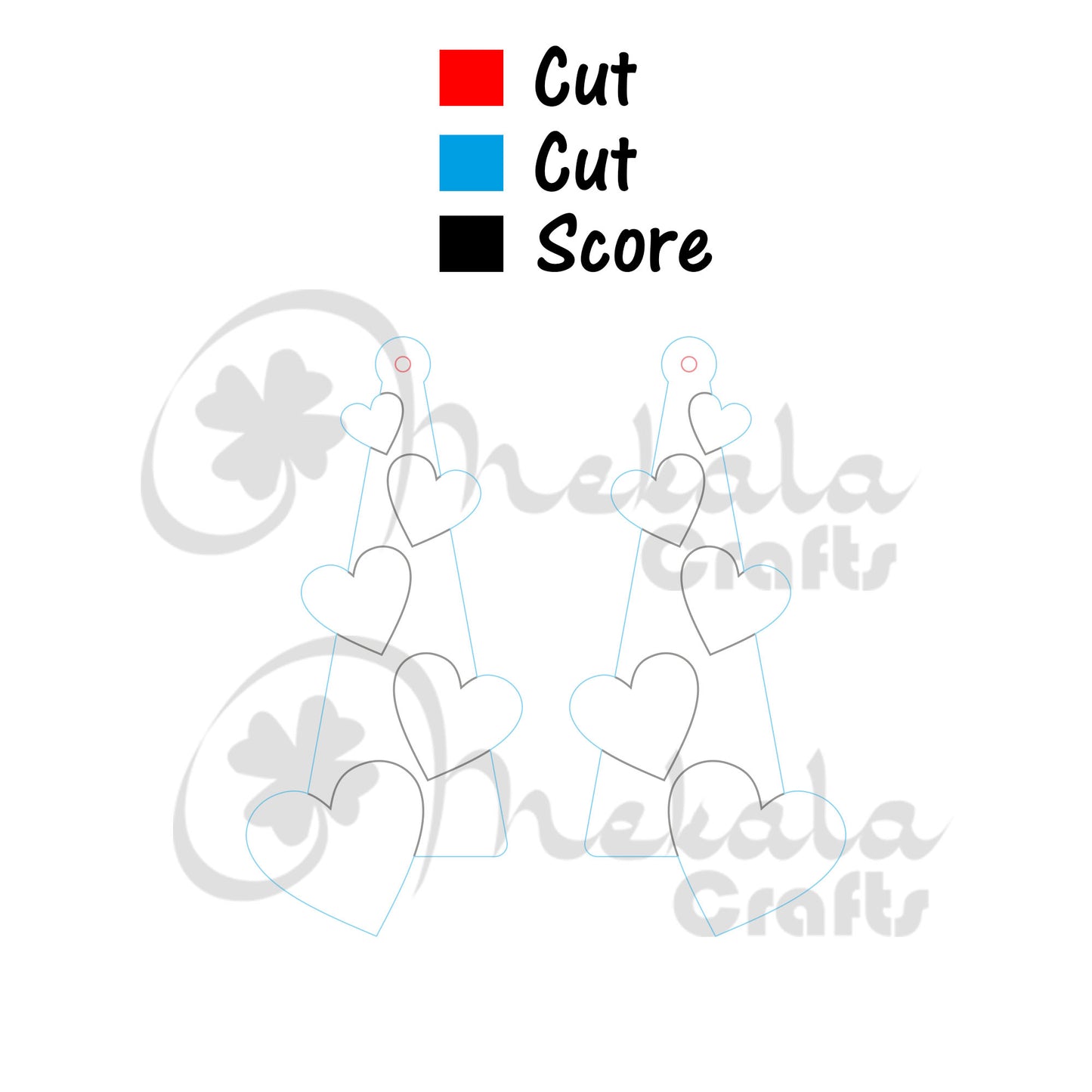 Valentine Heart Dangle Earring Laser Cut File (SVG, PDF, DXF)