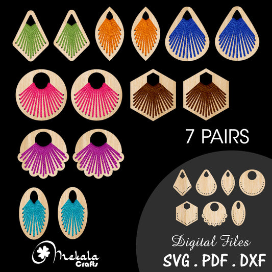 embroidery earring laser cut file | Peruvian earrings | easy to stitch earrings | pdf dxf and svg file formats