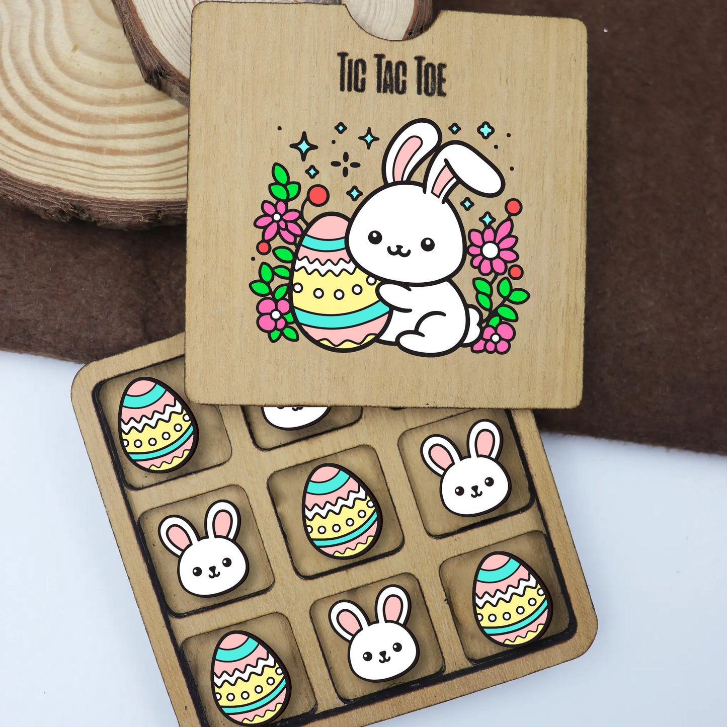 Tic Tac Toe game board wooden game board personalized gift for kids ,family and friends