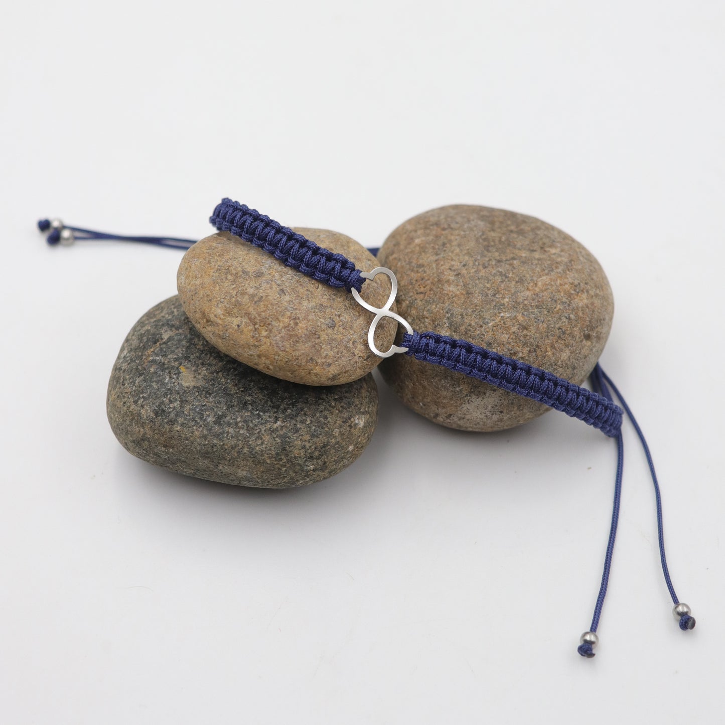Unisex Infinity heart Bracelet – Adjustable Woven Cord with Silver Charm | gift for her