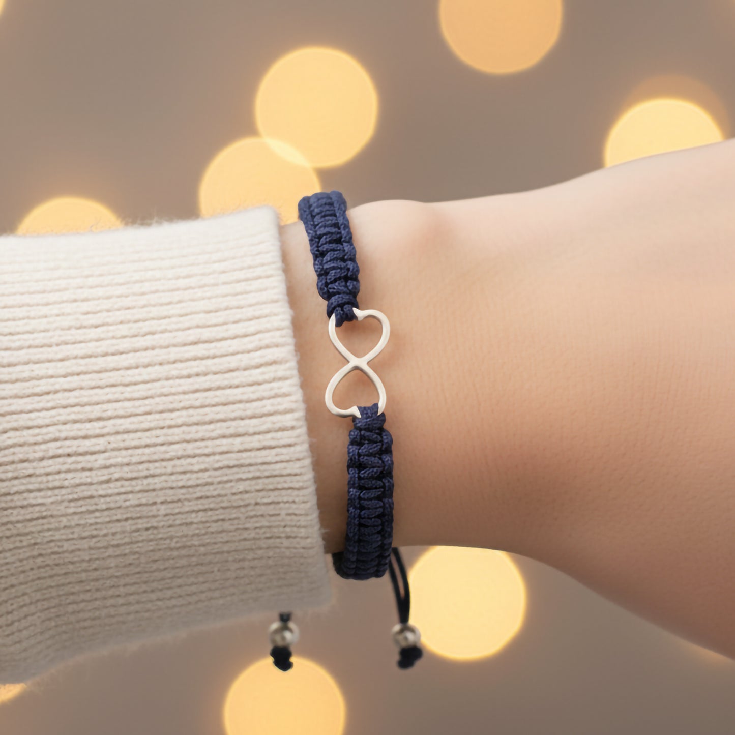 Unisex Infinity heart Bracelet – Adjustable Woven Cord with Silver Charm | gift for her